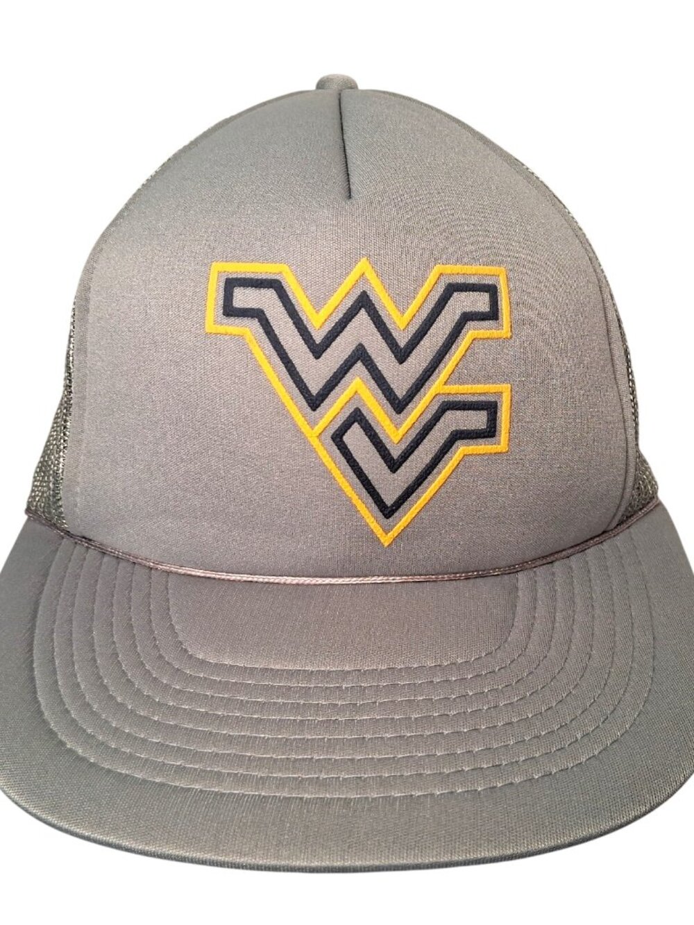 Vintage WVU Mountaineers Cap Hat Foam Mesh Trucker West Virginia University Gray
